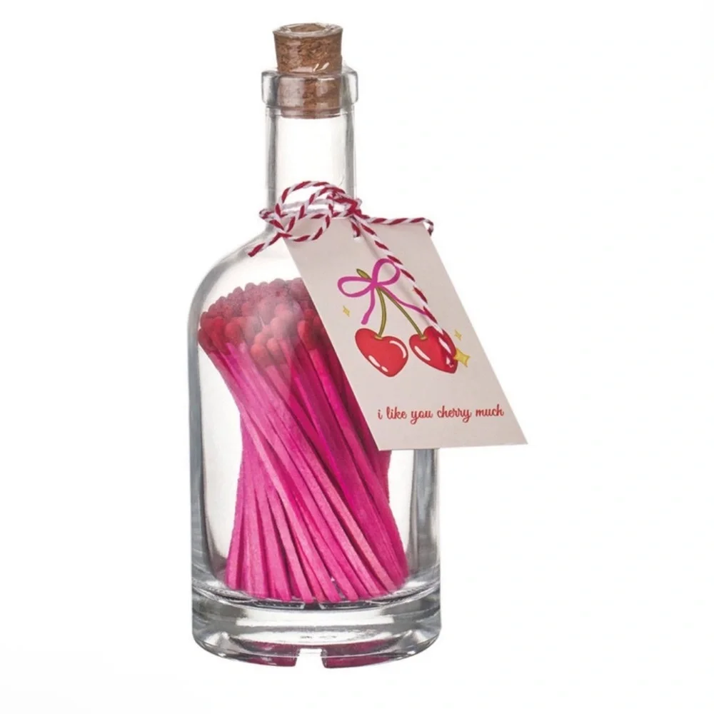 New! Aldi Kirkton House Decorative Pink Matches w/ Red Tips in Glass Bottle